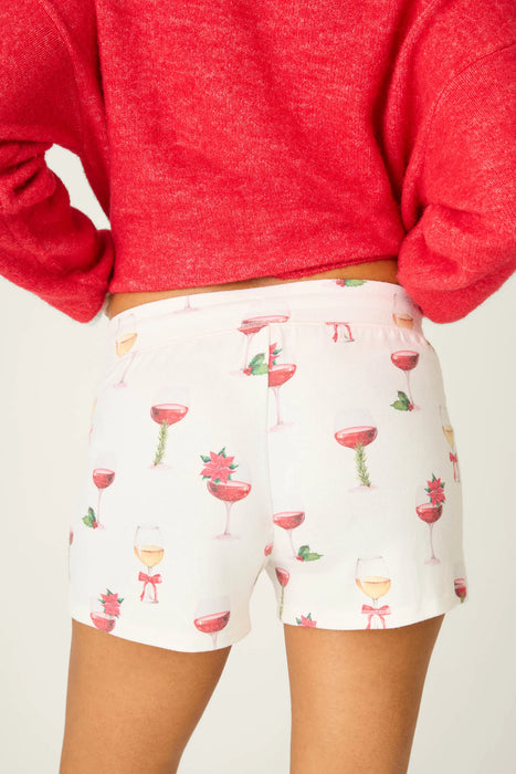 PJ Salvage Let's Get Toasty Holiday Wine Print Shorts Set PJ Set RVLGTK/RVLGS1