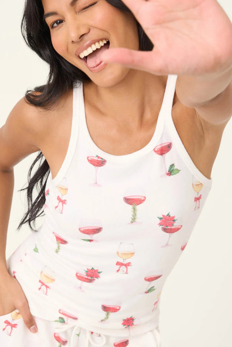 PJ Salvage Let's Get Toasty Holiday Wine Print Shorts Set PJ Set RVLGTK/RVLGS1