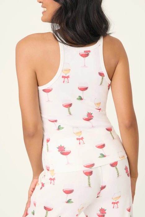 PJ Salvage Let's Get Toasty Holiday Wine Print Shorts Set PJ Set RVLGTK/RVLGS1