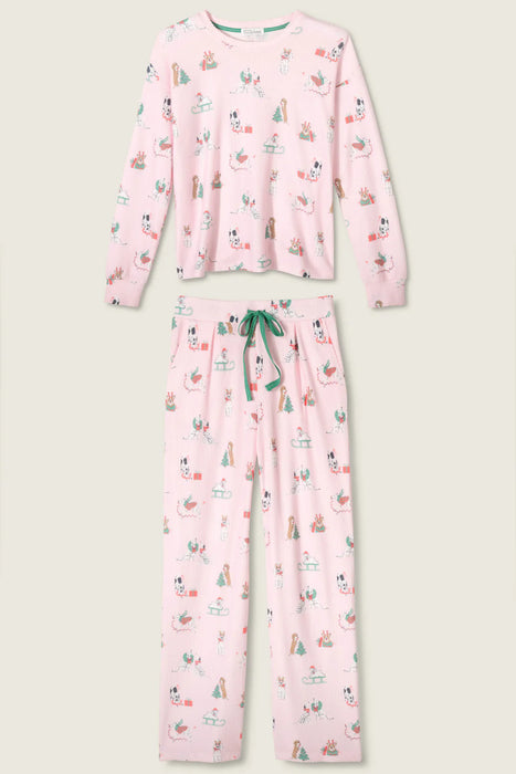 PJ Salvage Peace & Pawlidays Dog Print Pajama Set RVPELS/RVPEP1