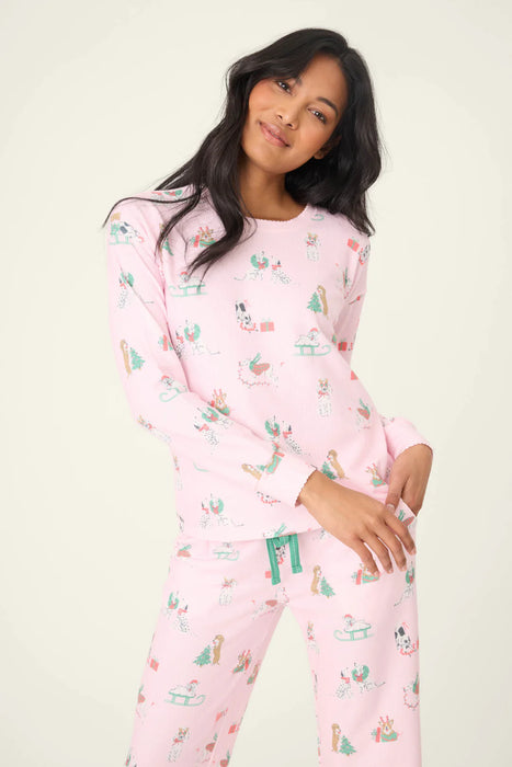 PJ Salvage Peace & Pawlidays Dog Print Pajama Set RVPELS/RVPEP1