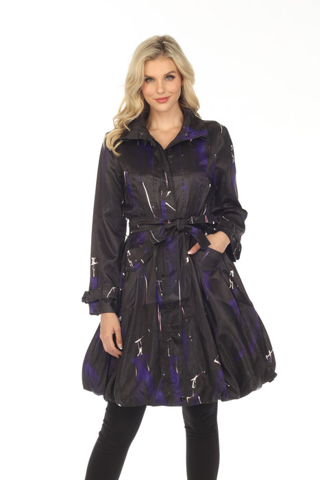 Samuel Dong Black/Midnight Combo Belted Water Resistant Bubble Trench Coat 11665
