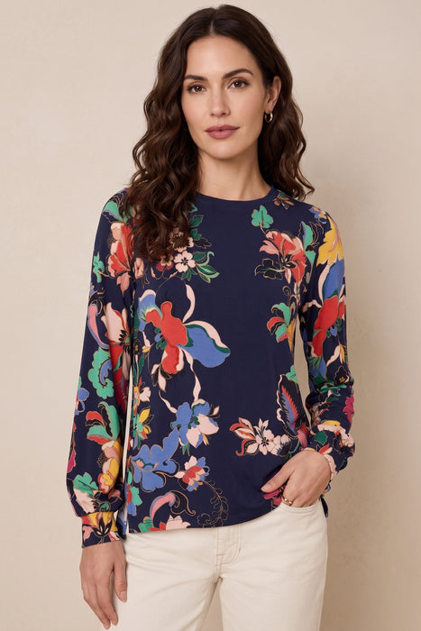 Johnny Was Vista The Janie Favorite Mock Neck Puff Sleeve Top T18625-E