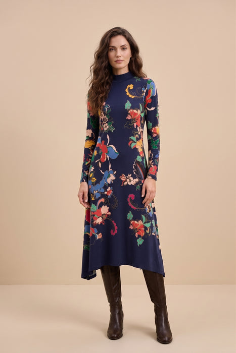 Johnny Was Vista The Janie Favorite Hankerchief Hem Mock Neck Dress T30225-E