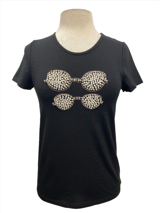 Tricotto Sunglass Embellished Short Sleeve T-Shirt Top C-462-462