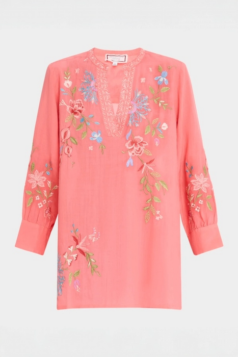 Johnny Was Sugar Coral Kamiko Henley Voyager Tunic W21825-3