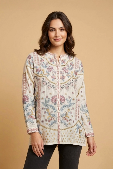 Johnny Was Slim Emmea Audrey Embroidered Tunic Top C21424-9