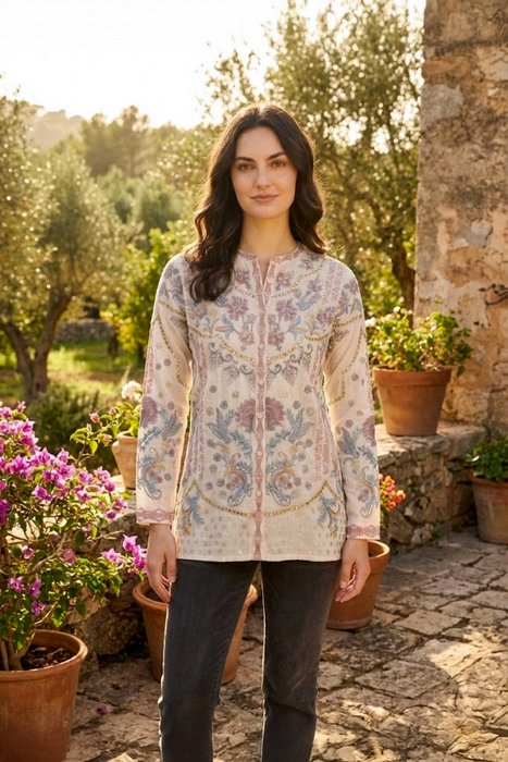 Johnny Was Slim Emmea Audrey Embroidered Tunic Top C21424-9