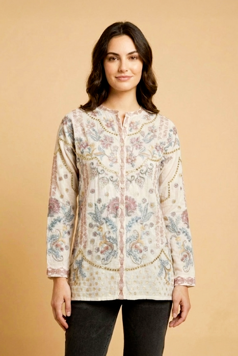 Johnny Was Slim Emmea Audrey Embroidered Tunic Top C21424-9