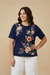 Johnny Was JWLA Blue Night Ishani Raw Seam Plus Size Short Sleeve T-Shirt J11225