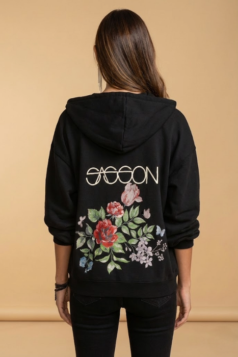 Johnny Was Black Sasson Full Zip Hoodie R43724-8 — AfterRetail