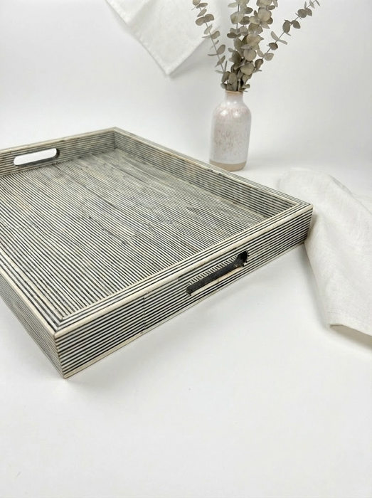 Johnny Was Wood Pinstripe Tray Large MATR311