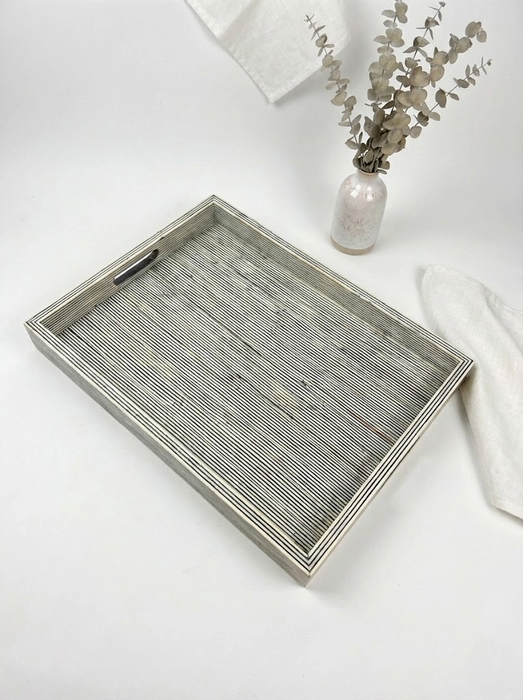 Johnny Was Wood Pinstripe Tray Large MATR311