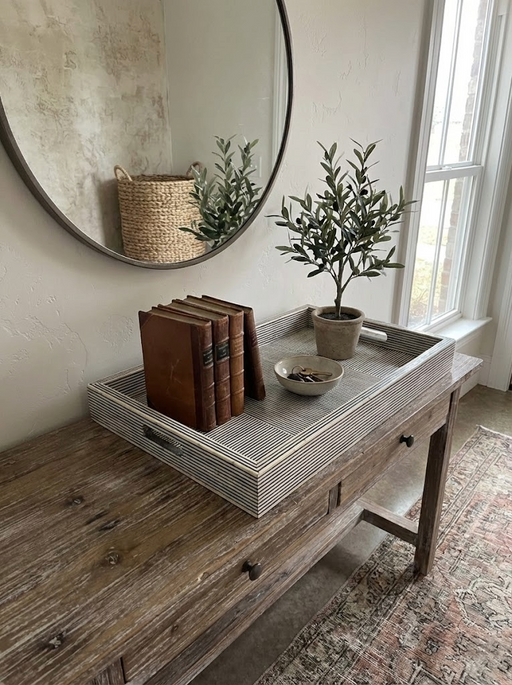 Johnny Was Wood Pinstripe Tray Large MATR311