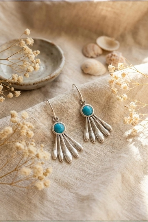 Johnny Was Silver Turquoise Dangle Earring CJ61424