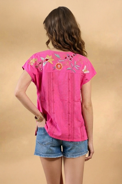 Johnny Was Suki Easy Paneled V-Neck Tee J19125-3 Petite