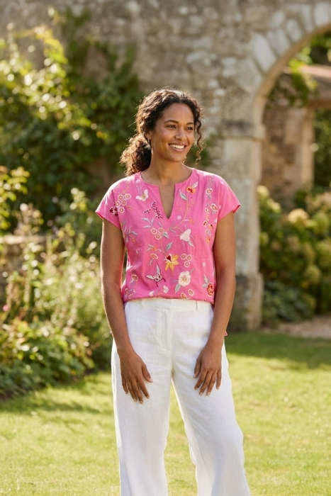 Johnny Was Suki Easy Paneled V-Neck Tee J19125-3 Petite