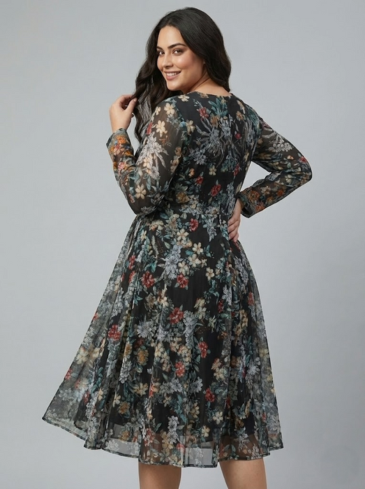 Johnny Was Borta Net Mazzy Flared Dress Slip Plus Sized B33925-RX