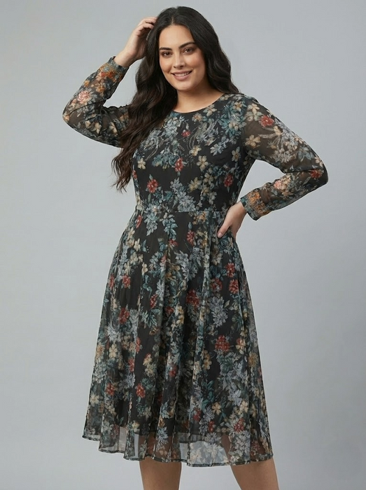 Johnny Was Borta Net Mazzy Flared Dress Slip Plus Sized B33925-RX