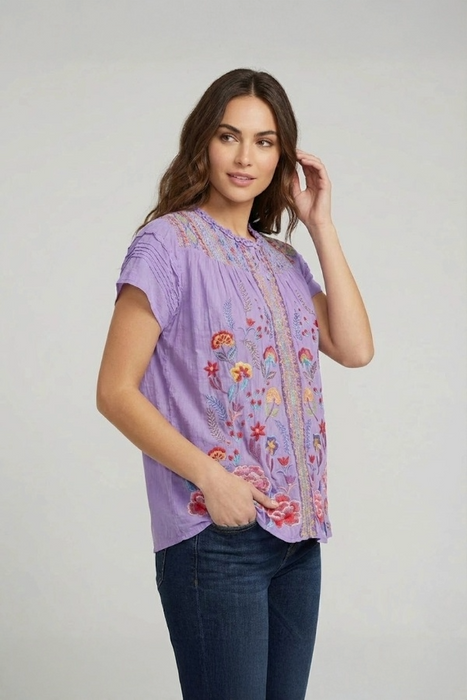 Johnny Was Lilac Bougainvillea Agnes Lafaret Blouse C13325-3