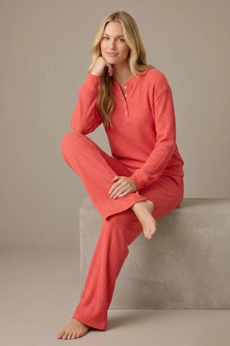 PJ Salvage Scarlet Morning Waffles Long Sleeve Loungewear Set RUMWLS/RUMWP