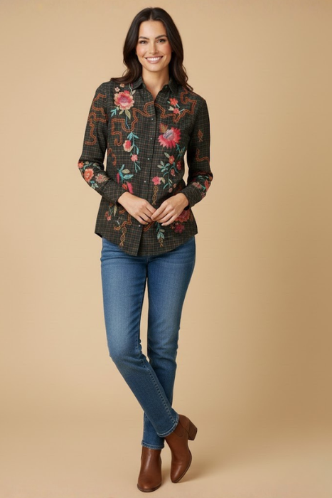 Johnny Was JWLA Nylah Long Sleeve Button Down Shirt W14324-8