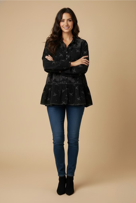 Johnny Was JWLA Tahra Long Sleeve Embroidered Blouse C19524-9