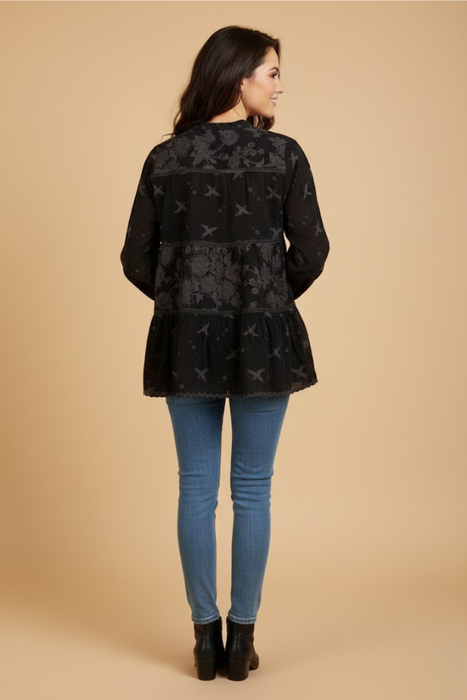 Johnny Was JWLA Tahra Long Sleeve Embroidered Blouse C19524-9