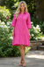 Johnny Was Hot Pink Camille Kimono Sleeve Linen Shirt Dress J35525-1