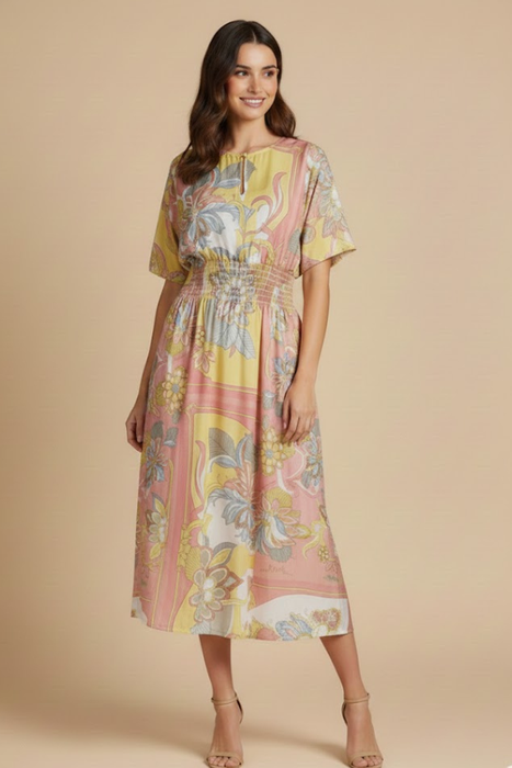 Johnny Was JWLA Cortto Print Damaris Midi Dress C38125B3