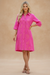 Johnny Was Hot Pink Camille Kimono Sleeve Linen Shirt Dress J35525-1
