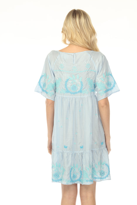 Johnny Was Barbine Stripe Yohana Raglan Tiered Dress Slip W33225-2