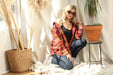 Johnny Was Workshop Plaid Ananke Embroidered Shirt Jacket Boho Chic W42923