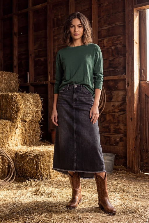 Johnny Was Sasson True Black Wash Vienna Maxi Skirt RD1924-9