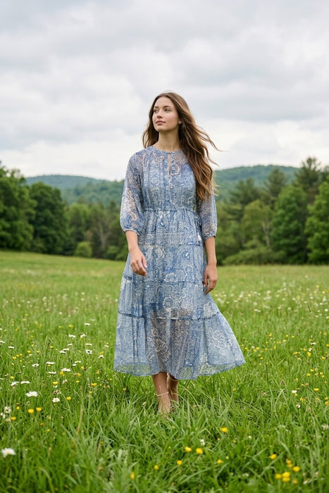 Johnny Was Els Floral Tiered Midi Dress C37325A