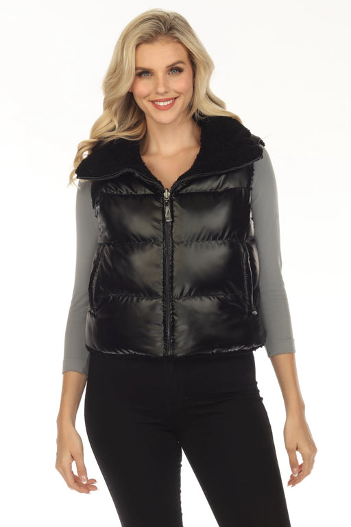 Belle Fare Premium Style FXV67 Black The Lodi Faux Shearling Reversible Vest