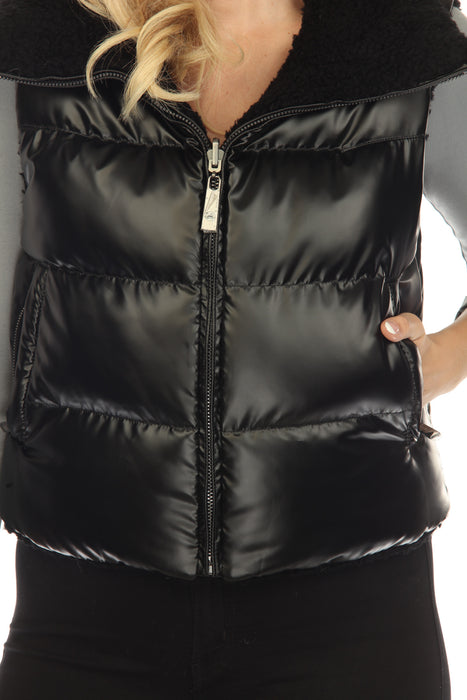 Belle Fare Premium Black The Lodi Faux Shearling Reversible Vest FXV67