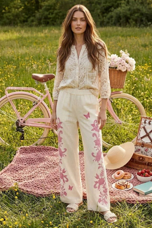 Johnny Was JWLA Ecru Alycia Linen Pant J63425-4