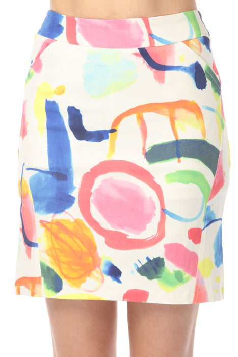 Charlie B Abstract Printed Pull On Stretch Skort C7022DP-651A