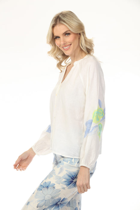 Charlie B Anise Raglan Sleeve Blouse with Embroidery C4600E-295C