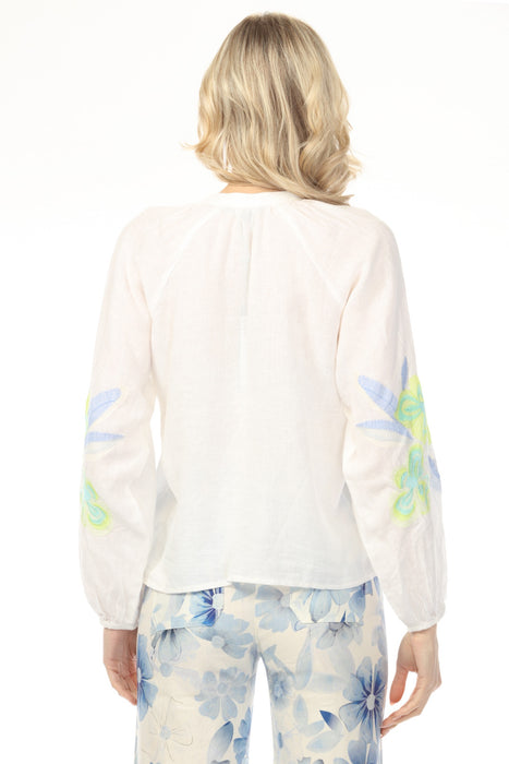Charlie B Anise Raglan Sleeve Blouse with Embroidery C4600E-295C