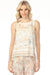 Woman wearing a sleeveless top with vintage map print from Charlie B