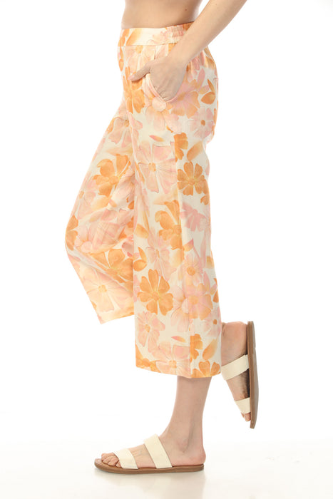 Charlie B Blooming Printed Pull On Cropped Pants C5646P-913B