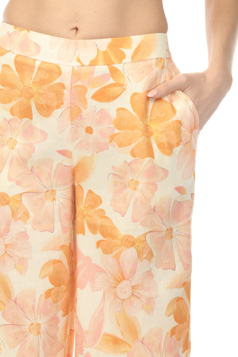 Charlie B Blooming Printed Pull On Cropped Pants C5646P-913B