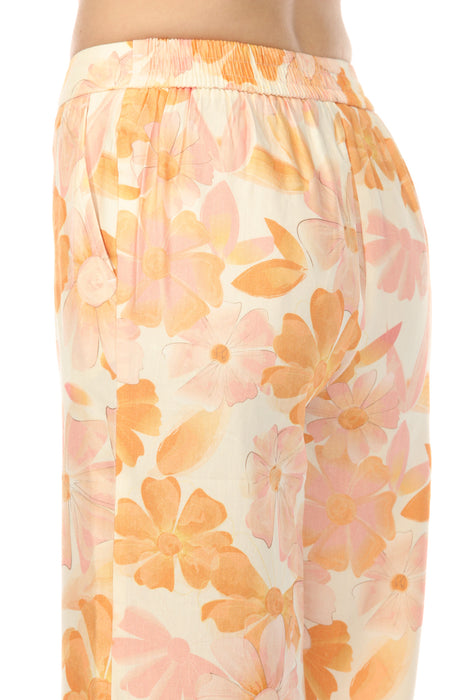 Charlie B Blooming Printed Pull On Cropped Pants C5646P-913B