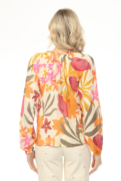 Charlie B Printed Raglan Sleeve Popover Blouse C4570D-144C