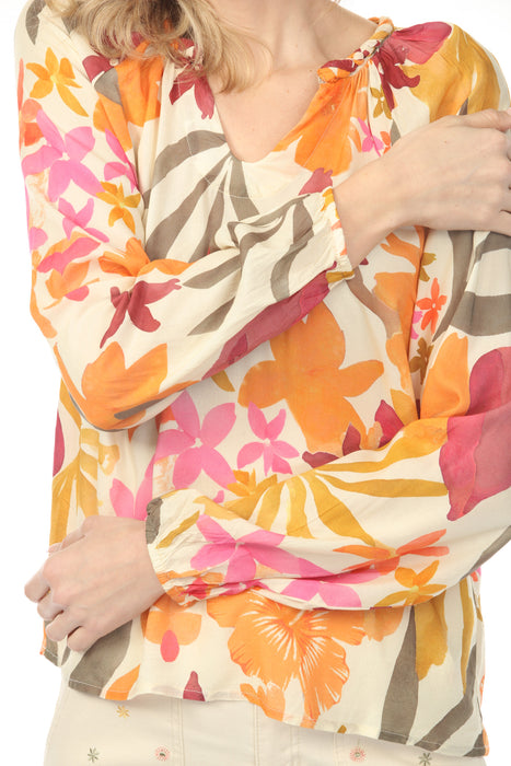 Charlie B Printed Raglan Sleeve Popover Blouse C4570D-144C