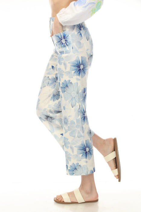 Charlie B Celestial Printed Cropped Linen Blend Pant C5462RP-913B