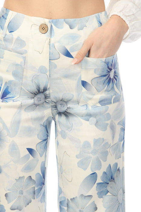 Charlie B Celestial Printed Cropped Linen Blend Pant C5462RP-913B