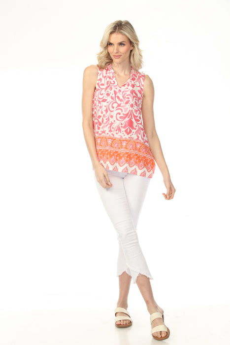 Charlie B Printed Sleeveless Top with Ruffle Collar C4529RP-510B